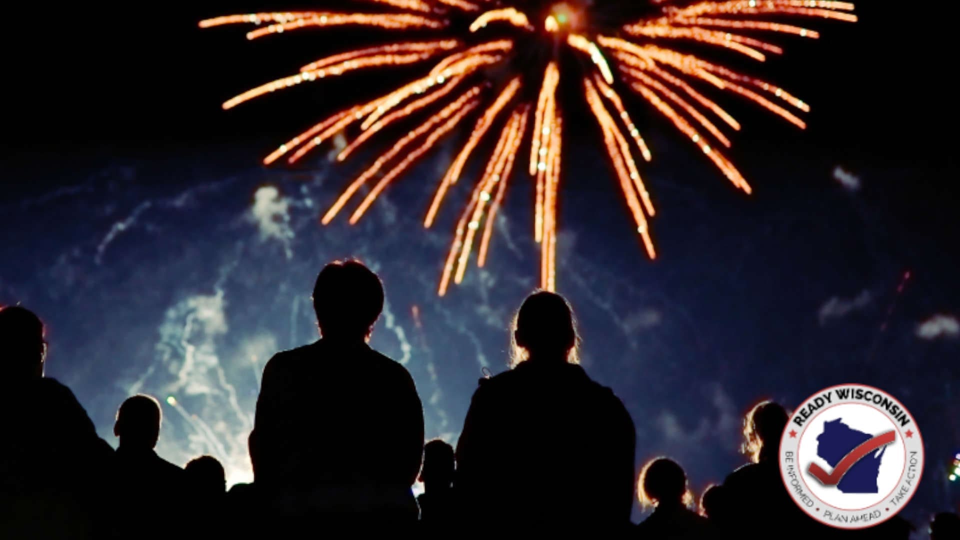 People watching fireworks in the sky