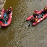 Members of Wisconsin Task Force 1 swiftwater team prepare to search a portion of the Guadalupe River in Texas. Courtesy: Wisconsin Task Force 1