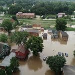 A flooded town in Wisconsin