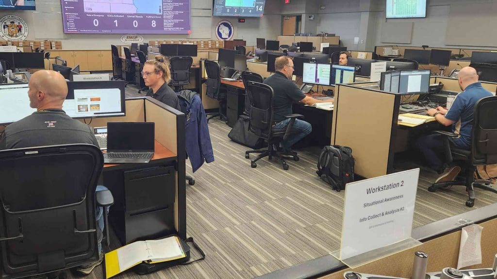 People in the SEOC responding to the severe storms and flooding on August 10th