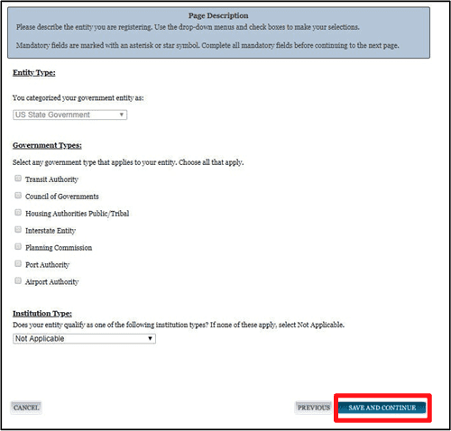 a screenshot of the sam.gov website showing the general page information
