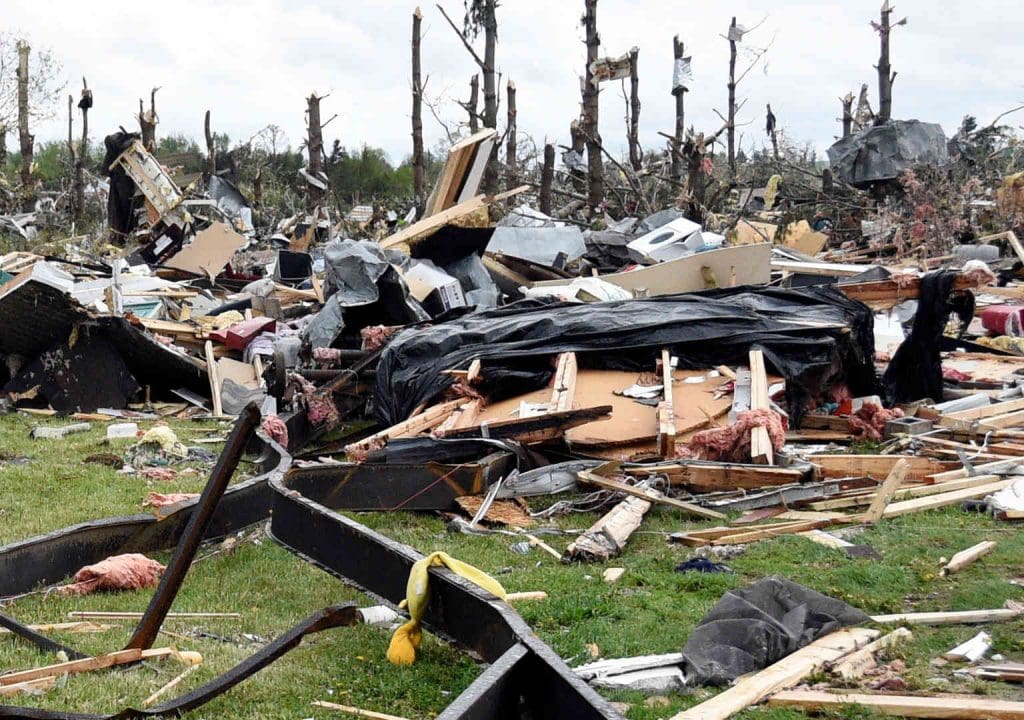 Tornado debris after a disaster