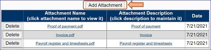A screenshot of the add attachments options (described on the page)