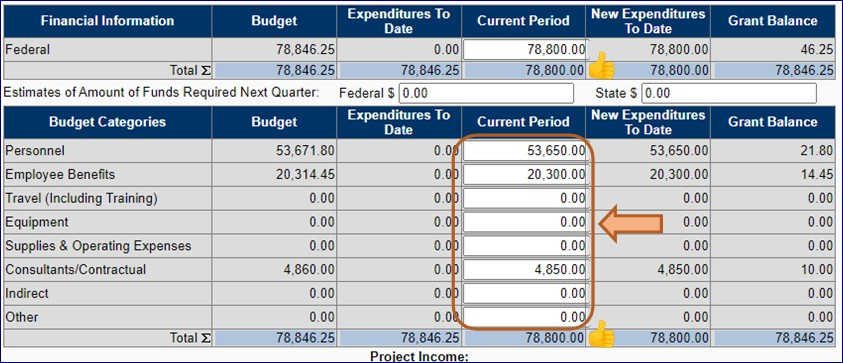 A screenshot of the budget categories options (described on the page)