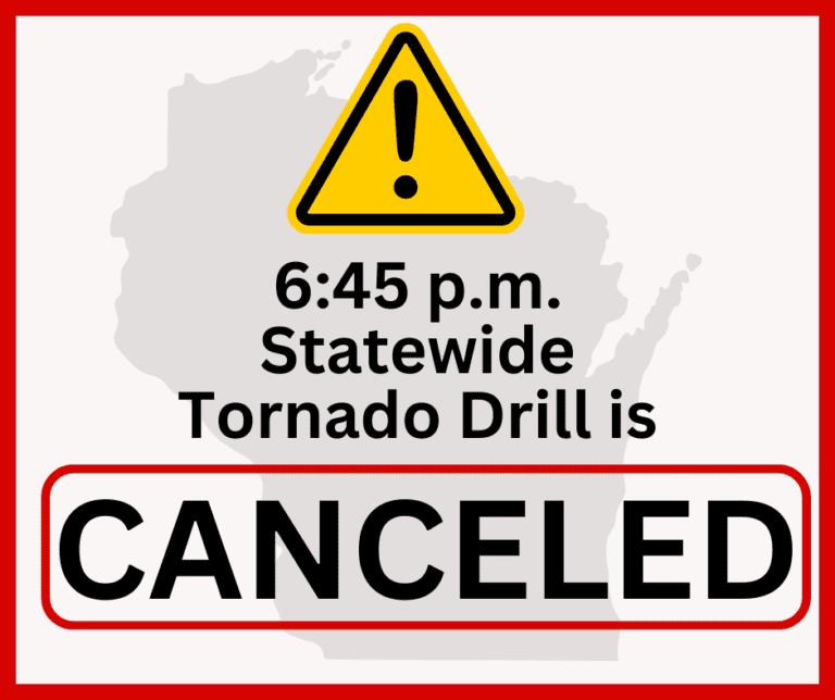 Wisconsin Statewide Tornado Drill Canceled This Evening due to