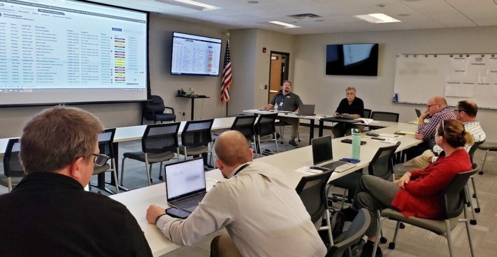 Participants in Calumet County work through recovery processes during the Bright Horizon Recovery Exercise.