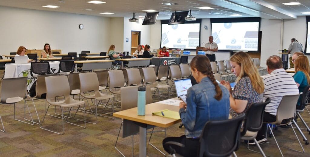 Marathon County Emergency Management Director Phil Rentmeester leads a feedback session following the MARC portion of the exercise in Wausau.